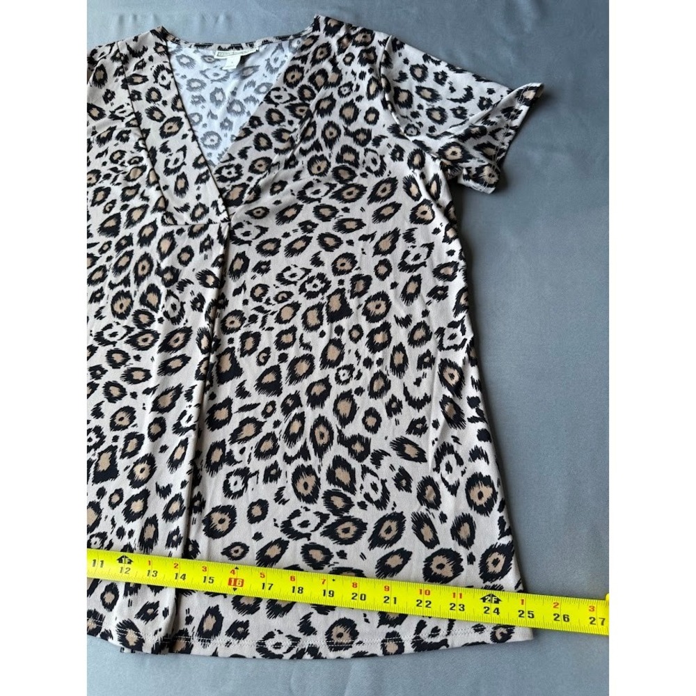 Dana Buchman Top Women Large Multicolor Leopard Print Short Sleeve VNeck Stretch - Picture 9 of 15